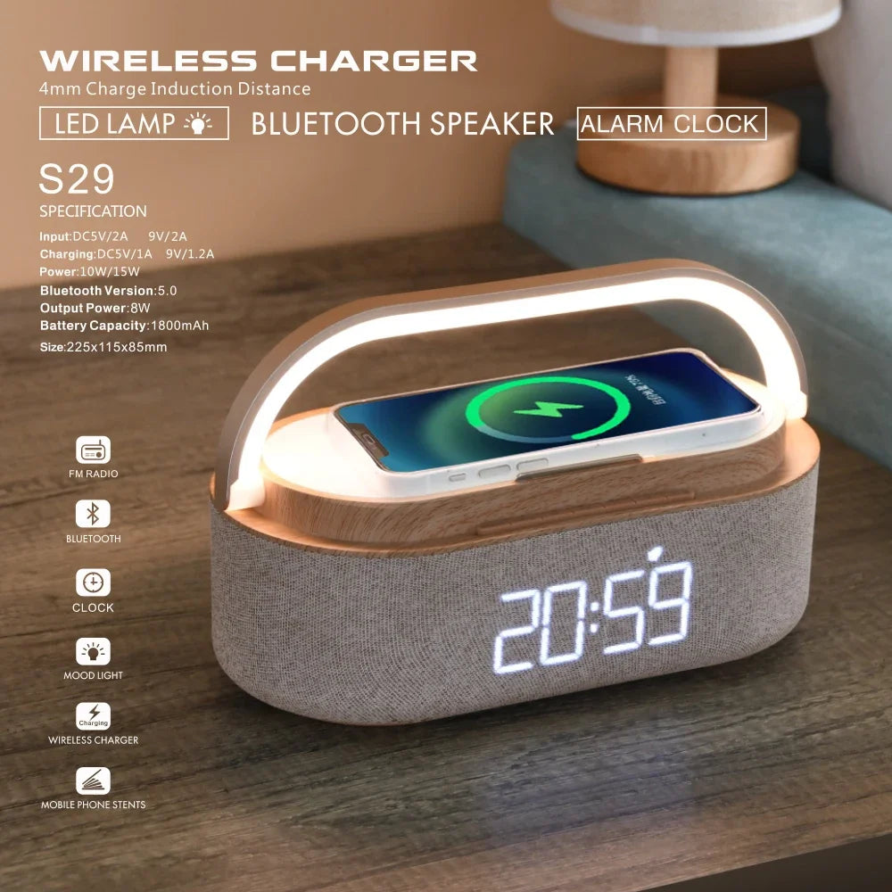 NNEOBA Bluetooth Speaker with Wireless Charging & Alarm Clock-1