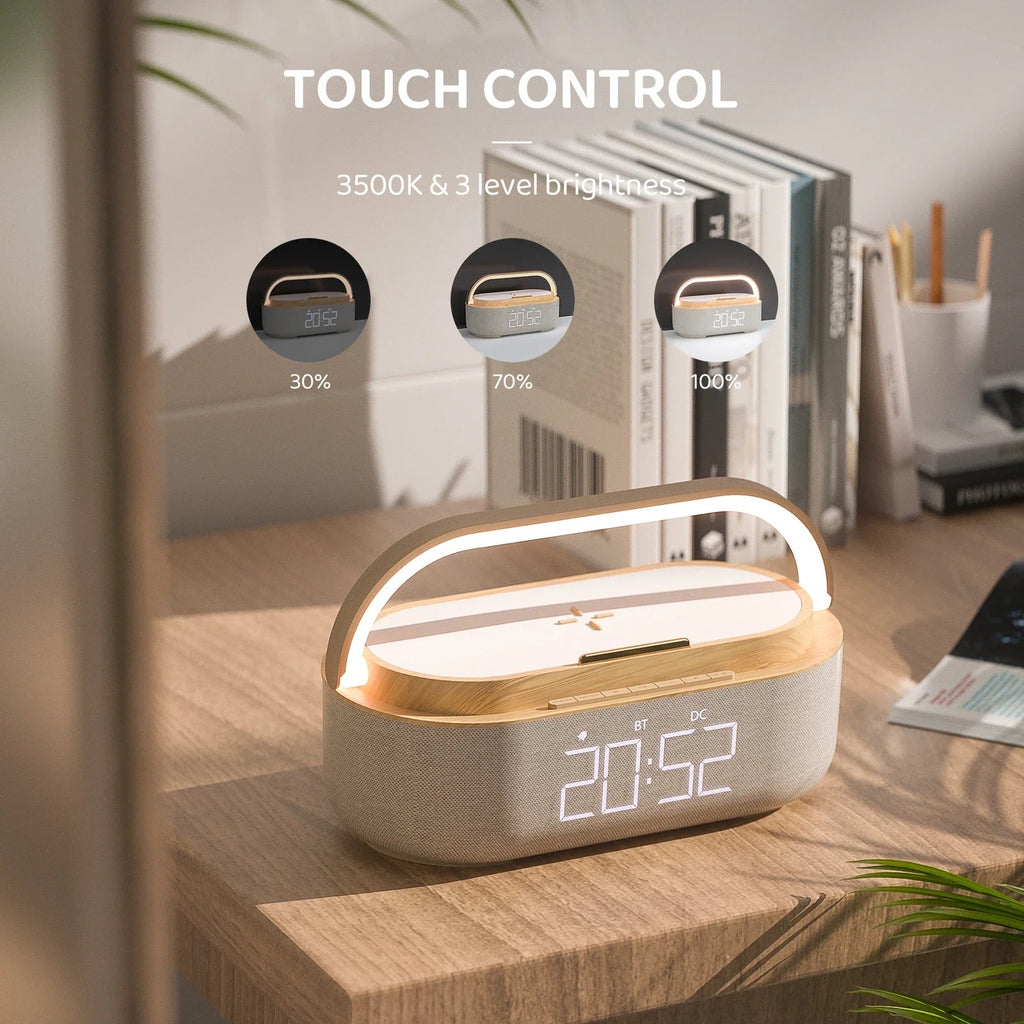 NNEOBA Bluetooth Speaker with Wireless Charging & Alarm Clock-2