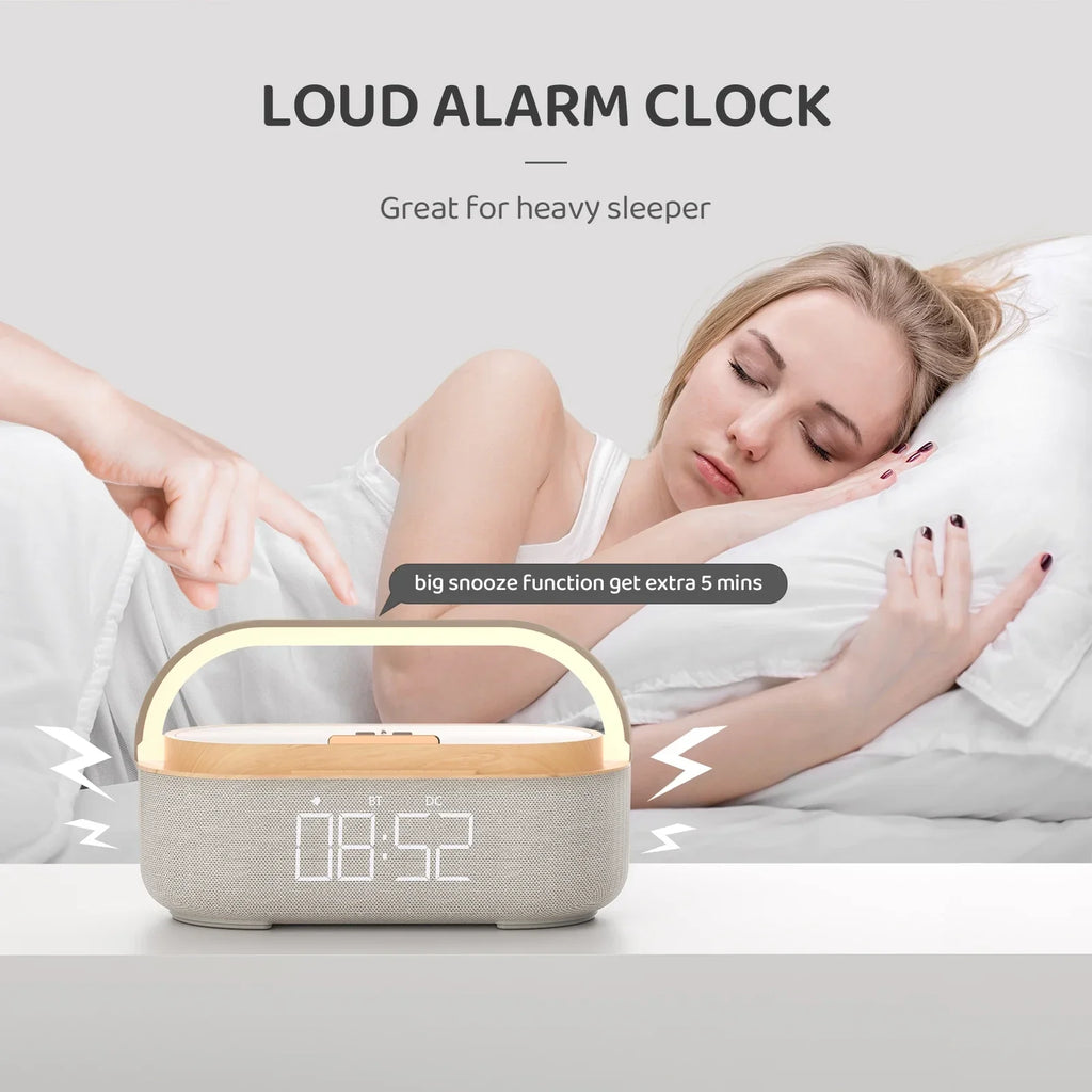 NNEOBA Bluetooth Speaker with Wireless Charging & Alarm Clock-4