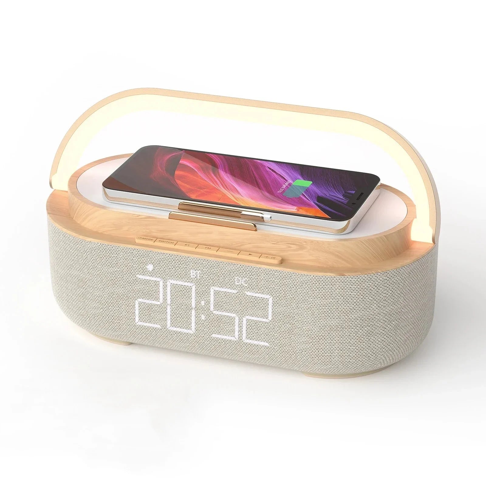 NNEOBA Bluetooth Speaker with Wireless Charging & Alarm Clock-0